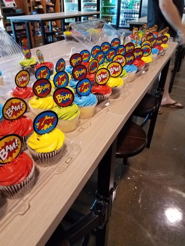 Superhero-themed cupcakes